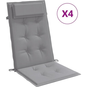 vidaXL - Stoelkussens - 4 - st - hoge - rug - oxford - stof - grijs