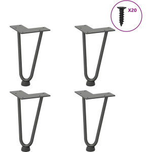 vidaXL - Haarnadelpoten - voor - Salontafel - 4 - st - 20 - cm - massief - staal - antracietkleurig