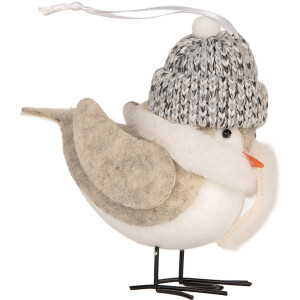 Clayre & Eef Decoratie Vogel 11x7x12 cm Wit Synthetisch