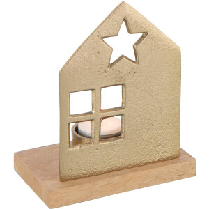 J-Line theelichthouder - aluminium - goud