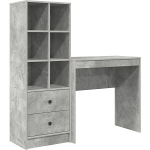 vidaXL - Bureau - met - lade - met - plank - met - opslag - 2 - pcs - Beton - Grijs