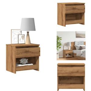 vidaXL Nachtkastje - Nachtkastjes - Bijzettafel - Wandkastje - Nachtkastje 40x30x39 cm bewerkt hout artisanaal eikenkleur