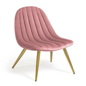 Kave Home - Marlene roze fluwelen stoel met stalen poten met gouden