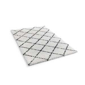 Flycarpets - Diamond Hoogpolig Vloerkleed - CrÃ¨me | Zwart 80x150 cm