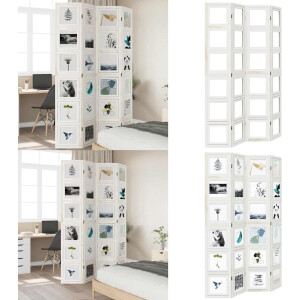vidaXL Kamerscherm met 4 panelen massief paulowniahout wit - Kamerscherm - Kamerschermen - Privacy Scherm - Privacyscherm