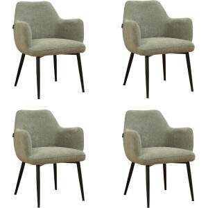 Bronx71® Scandinavische eetkamerstoel Lars groen gerecyclede stof - Eetkamerstoelen set van 4 - stoel