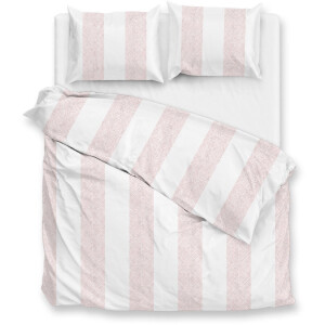 Zohome Dekbedovertrek Tratti di Satinado - Deken - Dekbed - Roze - 100% Katoen-Satijn - Strepen - 200x220 + 2 slopen 60/70 cm