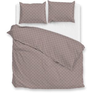 Zohome Dekbedovertrek Linea di Satinado - Paars - Lits-jumeaux - Dekbedhoes van 100% Katoen-Satijn - Ruiten - 260x220 + 2 slopen 60/70 cm