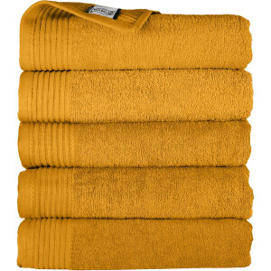The One Towelling Classic Handdoeken - 50 x 100 cm - 5 Stuks - Voordeelverpakking - Hotelkwaliteit - 100% Gekamd katoen - Okergeel
