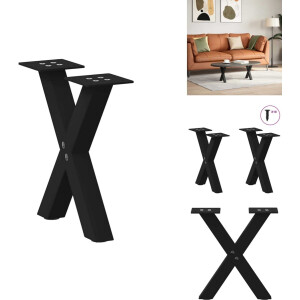 vidaXL Salontafelpoot - Salontafelpoten - Tafelpoot - Meubeltafelpoot - Salontafelpoten 2 st X-vormig 37x(30-31) cm staal zwart