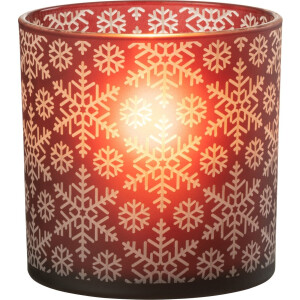 J-Line windlicht Sneeuw - glas - rood - large