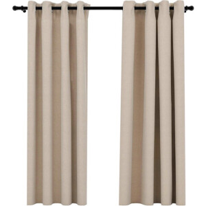 vidaXL - Gordijnen - linnen-look - verduisterend - ogen - 2 - st - 140x175 - cm - beige