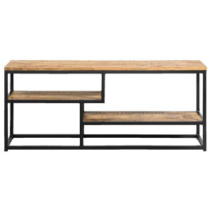 Leen Bakker - TV-dressoir Kyan - Zwart/naturel - 50x120x35 Cm - Metaal/Hout - Zwart#Bruin