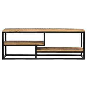 Leen Bakker - TV-dressoir Kyan - Zwart/naturel - 50x150x35 Cm - Metaal/Hout - Zwart#Bruin