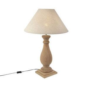 QAZQA Landelijke tafellamp met linnen kap beige 55 cm - Burdock