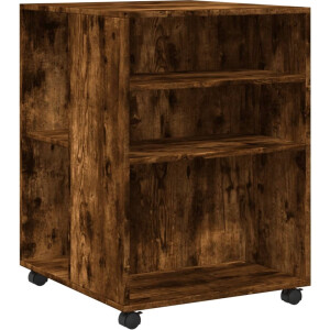 vidaXL - Bijzettafel - met - wieltjes - 55x60x78 - cm - hout - gerookt - eikenkleurig
