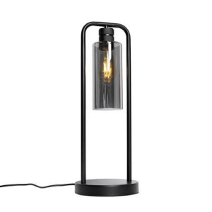 QAZQA Moderne tafellamp zwart met smoke glas - Stavelot