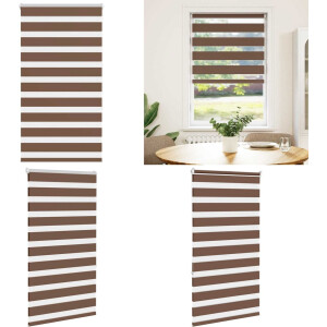 vidaXL Zebra rolgordijn 90x150 cm stofbreedte 85,9 cm polyester bruin - Zebra Jaloezie - Zebra Jaloezieën - Zebra Rolgordijn - Dubbel Rolgordijn