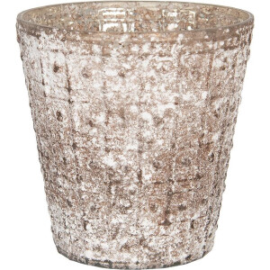 Clayre & Eef Theelichthouder Ø 13x14 cm Bruin Glas Rond Waxinelichthouder