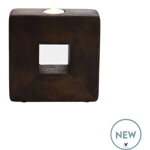 Waxinelichtjeshouder Jeffrey City | Small | Walnoot hout - walnut wood | Bruin | Ø16 x H16 cm