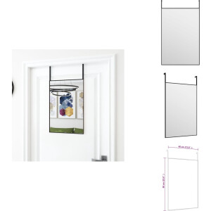 vidaXL Deurspiegel - Deurspiegels - Wandspiegel - Hangspiegel - Deurspiegel 40x60 cm glas en aluminium zwart