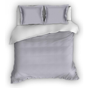 Romanette Comtesse flanel dekbedovertrek - Zilver/Wit - 1-persoons (140x200/220 cm + 1 sloop)