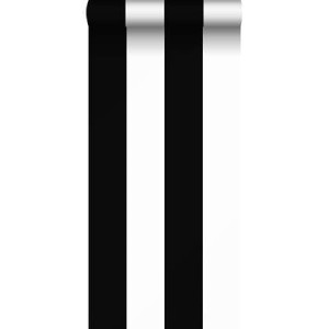 Sanders & Sanders behang brede streep zwart en wit - 53 cm x 10,05 m -