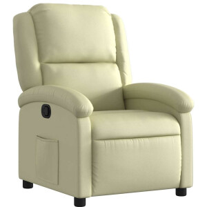 vidaXL - Fauteuil - echt - leer - crèmekleurig