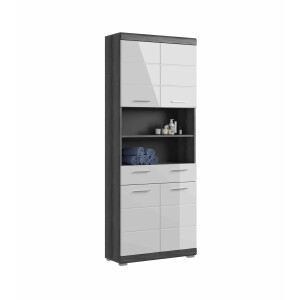 Scout hoge kast breed wit hoogglans MDF TZ rook zilver NB - 31x74x191cm