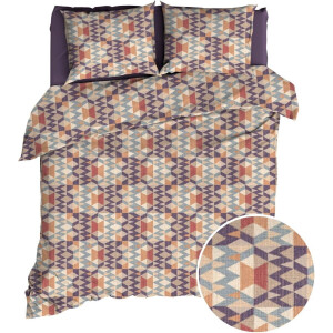 Romanette Nevada Dekbedovertrek - Eenpersoons - 140x200/220 cm - Blauw/terra