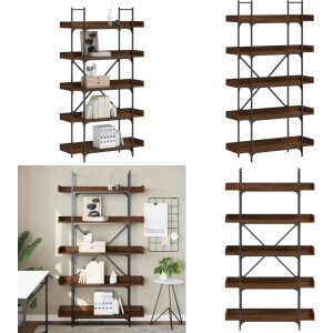 vidaXL Boekenkast 5-laags 100x33x180,5 cm bewerkt hout bruineikenkleur - Boekenkast - Boekenkasten - Boeken Plank - Schappenkast