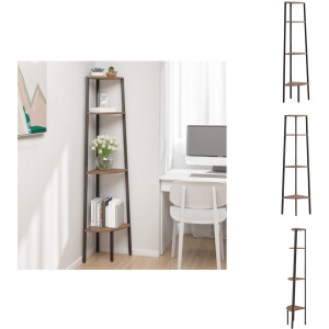 vidaXL Hoekschap - Hoekschappen - Hoekplank - Plank - Hoekkastje met 4 schappen 45,5x31,5x150 cm donkerbruin en zwart