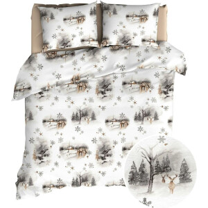 Romanette Snowdonia - Flanel - Dekbedovertrek - Lits-jumeaux - 270x200/220 cm - Bruin/Grijs