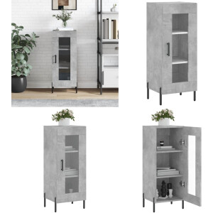 vidaXL Dressoir 34,5x34x90 cm bewerkt hout betongrijs - Dressoir - Dressoirs - Kast - Wandkast