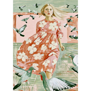 IXXI Vogelvrij, Artclaud - 100 x 140 cm - Gratis ophangtool - Grote wanddecoratie en posters - Modern, Trap, Woonkamer, Eetkamer, Gang, Mensen