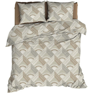 Romanette Pantheon Dekbedovertrek - Lits-jumeaux - 240x200/220 cm - Beige/Grijs