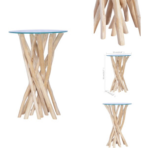 vidaXL Salontafel - Salontafels - Koffietafel - Koffietafels - Salontafel met glazen blad 35x50 cm massief teakhout