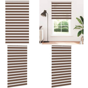 vidaXL Zebra rolgordijn 125x200 cm stofbreedte 120,9cm polyester bruin - Zebra Jaloezie - Zebra Jaloezieën - Zebra Rolgordijn - Dubbel Rolgordijn