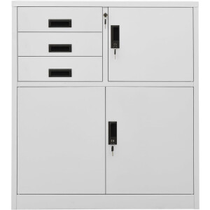 vidaXL Kantoorkast - Staal - Lichtgrijs - 90x40x102 cm Kantoor Meubilair - Archief Kast - Metalen Kast - Grijze Kast - Staalkast
