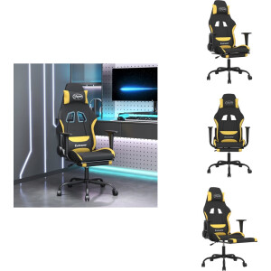 vidaXL Gamingstoel - Gamingstoelen - Televisiestoel - Racingstoel - Massage gamestoel met voetensteun stof zwart en geel