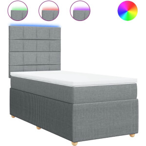 vidaXL - Boxspring - met - matras - stof - lichtgrijs - 80x200 - cm