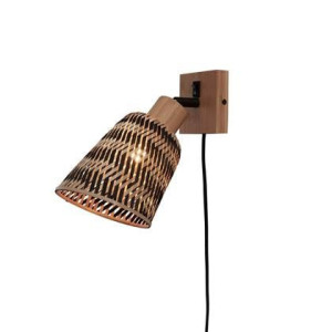 GOOD&MOJO Wandlamp Java - Bamboe Naturel|Zwart - Ã15cm