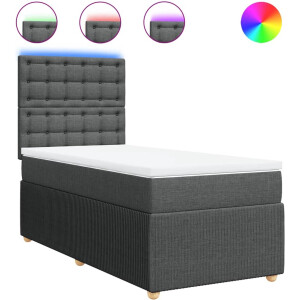 vidaXL - Boxspring - met - matras - stof - donkergrijs - 90x200 - cm