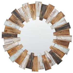 Beliani - ECATEPEC - Spiegel - Lichte houtkleur - MDF