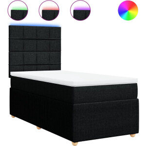 vidaXL - Boxspring - met - matras - stof - zwart - 90x200 - cm