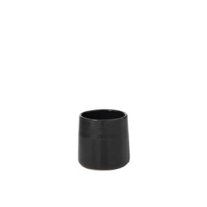 J-Line bloempot Rond - keramiek - zwart - small - Ã 18.00 cm - 2 stuks