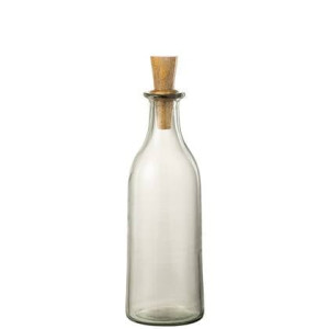 J-Line Lang fles en kurk - glas| hout - transparant