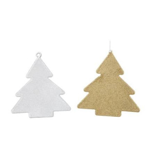 J-Line Kersthanger boomvormig - glas - mat wit| goud - 2x
