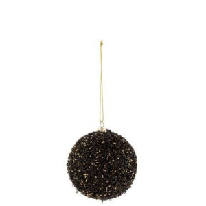 J-Line Kerstballen - kunststof - zwart| goud - 6x