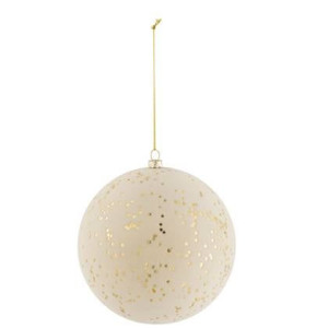 J-Line Kerstballen stippen - kunststof| fluweel - goud - 4x